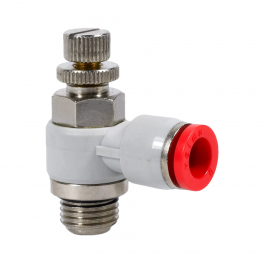 SC-BL-04-G18-EC Фитинг угловой с регулировкой расхода (пневмодроссель), 4мм x G 1/8